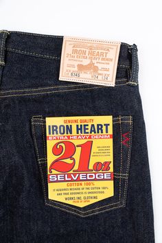 We've always had eyes for the 21oz denim from Iron Heart. And now, it has become a standard for our shop. We are on a mission to carry it in as many fits as we can, so we snagged this 634 as it's one of our favorite straight cuts in the game. This fabric is known worldwide for its unbreakable nature and incredible fading capabilities. It also has an iconic beige weft. It's truly one of the most unique, best pairs of denim on the market. The added value of the one rinse is important beyond words. For a 21oz, you won't find softer denim. Made in Japan Straight Cut Jeans Medium/High rise 21oz rope dyed indigo warp, natural weft Japanese selvedge denim Woven with a double twisted weft yarn Lined rear pockets Button fly and hidden rivets Belt loops sewn into waistband (tag sizes 42 and 44 have Japanese Selvedge Denim, Iron Heart, Straight Cut Jeans, Japanese Denim, Selvedge Denim, Beyond Words, Extra Room, Slim Straight Jeans, Cut Jeans