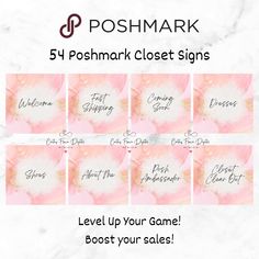 pink flowers with the words, 5 poshmark closet signs level up your game