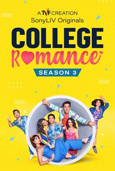 the poster for college romance season 3, which features four young people in colorful outfits