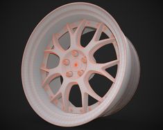 a white wheel on a black background is shown in this 3d rendering image, it appears to be made from scratch