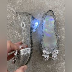 Nwot, Cinderella Glass Slippers; Size 11/12. Purchased In Disney World. Light Up Dresses, Shoes Disney, Dress Up Shoes, Disney Princess Cinderella, Glass Slippers, Disney Shoes, Princess Cinderella, Glass Slipper, Shoes Color