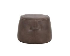 a brown leather foot stool on a white background