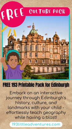 an advertisement for the free printable pack for edinburgh's heritage library, which includes information