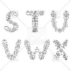 the word love written in doodle style with flowers and hearts on white background stock photo