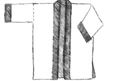 a black and white drawing of a dress shirt with a tie on the neckline