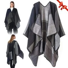 Bodychum Winter Scarf Shawls 59" x 51" Plaid Poncho Cape Blanket Shawls and Wraps for Women Features: [Reversible & Versatile] This winter poncho offers dual looks. It serves as scarf, shawl, cardigan, and more. Adapt to any occasion with its extended length and warmth. [Elegant & Cozy] Oversized open front design with elegant stitching. Wrap yourself in style and comfort. [One-Size Fits All] Generously sized at 59"x51". Conceal imperfections with flair. [Stylish Occasions] Ideal for casual outings, dates, holidays, and more. Perfect gift for loved ones. Specification: Material: 50% Polyester & 50% Acrylic Color: Black/ Khaki/ Purple Size : 59.1 51.2 inch Weight: 450g Laundry Guide: 1.Hand wash recommended, wash in cold water,the temperature of water should not exceed 30  2.Do Not Bleach,H One Size Black Cape For Winter, Oversized Black Shawl For Fall, Black Shawl Winter Outerwear, Black Shawl Cape For Fall, Black Shawl For Fall, Black Shawl Wrap For Fall, Black Poncho With Scarf For Winter, Black Shawl Poncho One Size, Black Winter Poncho With Scarf