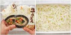 two pictures showing the process of making ramen noodles