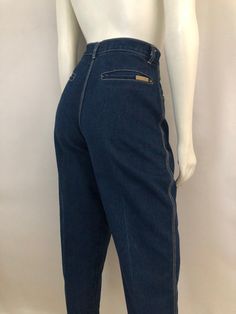 Vintage Women's 80's Gitano Jeans, High Waisted, Dark Wash, Denim (M) by Freshandswanky on Etsy 1970s High Rise Cotton Bottoms, Vintage High Rise Denim Blue Pants, 1970s High Rise Denim Bottoms, 1970s High Rise Fitted Bottoms, Fitted Vintage Denim Blue Pants, Vintage High Waist Dark Wash Pants, Vintage High-waist Dark Wash Pants, 1970s Fitted Jeans With Pockets, 1970s Fitted Denim Bottoms