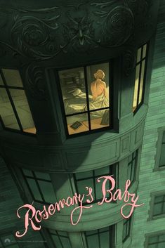 the cover for rosemary's baby, with an image of a woman looking out of a window