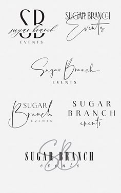 the logos for sugar beach, sugar beach and sugar brunch are all handwritten