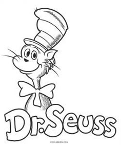 the cat in the hat dr seuss coloring page