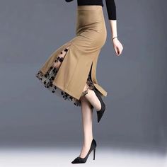 Ladies Spring Temperament Sexy Patchwork Net Yarn High Waist Hip wrap skirt Women Clothes Fashion Khaki Skirt, Office Fashion Women, High Waist Skirt, Mesh Skirt, Mid Length Skirts, Office Lady, Office Ladies, Mesh Dress, Black Skirt