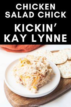 This copycat recipe for Chicken Salad Chick's Kickin' Kay Lynne chicken salad tastes just like the restaurant version. The Kickin' Kay Lynne is their chicken salad that's loaded with cheese, sriracha, bacon bits, pickled jalapenos, and more!