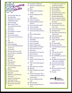 99 Coping Skills! Could think of a bunch of activities to use these in... Coping Skills Worksheet, Coping Skills List, Skills List, School Social Work, Child Therapy