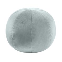 a light blue velvet poufce ball on a white background with clippings