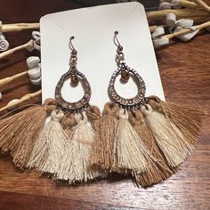 Bundle Two Pairs Listed 2/12$ Boho Style Western Style Beige Dangle Earrings With Ear Wire, Bohemian Beige Teardrop Jewelry, Beige Nickel Free Dangle Earrings, Beige Bohemian Teardrop Jewelry, Beige Teardrop Bohemian Jewelry, Beige Nickel-free Dangle Earrings, Nickel-free Beige Dangle Earrings, Beige Tassel Dangle Earrings, Nickel-free Beige Bohemian Jewelry