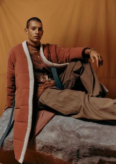 OFFHOURS Homecoat in Red Rock Faded Terracotta, Chronic Disease, Red Rock, Branding Inspiration, Male Model, Linen Blend, Couple Photos, Red