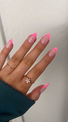 Pink Tip Nails, Teen Nails, Cute Simple Nails, Simple Gel Nails, Summery Nails, Casual Nails, School Nails, Short Acrylic Nails Designs, Pink Nail