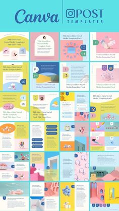 a poster with many different types of things on it, including the words canva and post