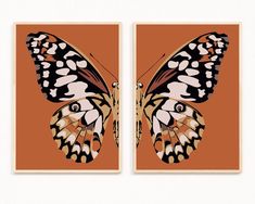 Butterflies Art, Art Butterfly, Butterfly Wall Art, Orange Art, Digital Art Illustration, Wall Decor Printables, Boho Wall Decor, Butterfly Wall, Boho Art