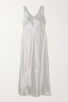 Max Mara's 'Leisure' collections are designed to be laid-back and timeless. Made from crinkled-satin and cut on the bias, this 'Talete' slip dress has wide straps that will conceal your bra. Few styles are as versatile - a simple switch of accessories will totally transform it. Grey Midi Dress, Anita Ko, Midi Slip Dress, Sport Swimwear, Satin Midi Dress, Satin Slip, Loungewear Shorts, Knitwear Tops, Spring 2024