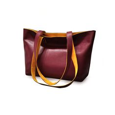 Genuine Italian leather bag, comfortable and stylish! It's perfect for carrying by day and it's generously proportioned to stow all daily essentials. It's a tote bag for women made of the highest quality Italian leather, perfect to contain your laptop, books, shopping, essentials, and whatever else you may need to toss in! 2 Color Variants available: Burgundy / Yellow Gray / Yellow MEDIUM size bag: Top Width: 15.7 inches / 40 cm Bottom Width 12.2 inches / 31 cm Height: 10.2 inches / 26 cm Depth: Large Capacity Laptop Bag For Daily Use, Large Capacity Burgundy Shoulder Bag For Travel, Burgundy Shoulder Bag With Large Capacity For Daily Use, Burgundy Tote Shoulder Bag For Travel, Burgundy Tote Bags For On-the-go, Daily Use Large Capacity Burgundy Shoulder Bag, Burgundy Large-capacity Bag For On-the-go, Large Capacity Burgundy Bag For On-the-go, Burgundy Large Capacity Bag For On-the-go