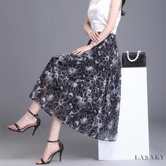 Lasaky - Glamorous Long Flowy Dress with Embellished Florals Summer Evening Skirt With Floral Print, Summer Evening Floral Print Skirt, Summer Evening Floral Skirt, Formal Summer Skirt With Floral Print, Flowy Summer Evening Skirt, Flowy Skirt For Summer Evenings, Flowy Evening Skirt For Summer, Chic Embellished Midi Dress For Summer, Chic Summer Embellished Midi Dress