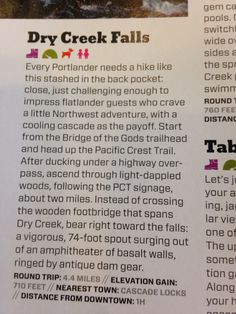 an article about dry creek falls is featured in the paper, which contains information on how to use it