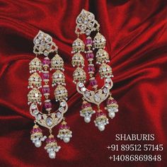 Diamond Hanging Earrings, Silver Jewelry Indian, Silver Jewellery Indian, South Indian Jewelry, Ear Ring, Jewelry Catalog, Silver Collection, Bollywood Jewelry, All Gems