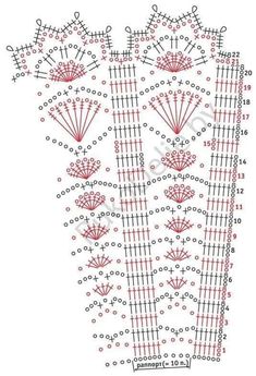 a cross stitch pattern with red and white designs on it's side, in the middle