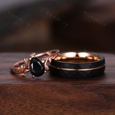 Here we have a Pear Cut Black Onyx Couples Ring Rose Gold Matching Ring Set His and Hers Wedding Band Promise Ring For Men For Women Natural Black Gemstone Rose Quartz Ring Set: https://www.etsy.com/listing/1734284819/vintage-rose-quartz-couples-ring-rose?click_key=ec447df21886dd603b198183e650bb253940f8c0%3A1734284819&click_sum=c5ffd074&ref=shop_home_active_8&pro=1&frs=1 ITEM DESCRIPTION ✦ Handmade, high-quality item! ✦ Material: Sterling Silver/Tungsten ►Sold as a two-piece set ►His ring is Ros Couple Wedding Rings Rose Gold, Black Gold Ring Women, Promise Ring For Men, Tattoo Wedding, Wedding Rings Sets His And Hers, Matching Ring Set, Couples Ring, Couples Ring Set, Couple Wedding Rings