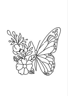 a butterfly with flowers on it's wings is shown in the shape of a flower