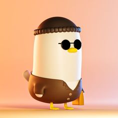 a cartoon penguin wearing sunglasses and a scarf