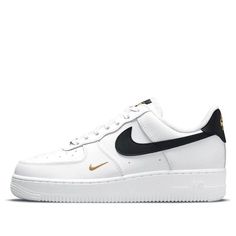 Nike Womens WMNS Air Force 1 '07 ESS White Black CZ0270-102 Womens Air Force 1, Black And White Shoes, Nike Air Force 1 07, Nike Womens, Round Toe Heels, Black Sneakers, Stylish Sneakers, Nike Air Force 1, Sneakers Shoes