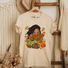 Thankful Fall Shirt,  Shirts for Black Woman, Black Women T-Shirt, Melanin, Fall Apparel, Fall Clothing, Fall Lovers Shirt, Black Teen Adult Sized, Unisex 52% Cotton 48% Polyester Bella Canvas for Short Sleeve 100% Cotton Bella Canvas for Long Sleeve.  50% Cotton 50% Polyester Gildan Sweatshirts Please message me if you have a preference for one brand over the other. I offer both Bella Canvas and Gildan for short sleeves and long sleeves.    PLEASE READ INSTRUCTIONS CAREFULLY -----How To Order-- Fall Color Shirts For Women, Fall Tshirt Ideas For Women, Color Shirts For Women, Fall Lovers, Fall Apparel, Fall Clothing, Gildan Sweatshirts, Fall Shirt, Fall Shirts