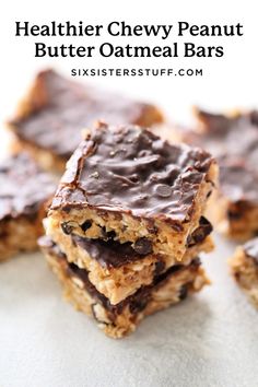 chocolate and oatmeal bars stacked on top of each other