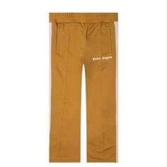 Palm Angels Slim Track Pants Bronze/ Off White. Size: Small. Never Worn. Palm Angels Pants, Off White Color, Palm Angels, Gold Yellow, Track Pants, White Color, Mens Pants, Sweatpants, Track