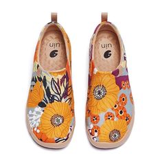 Marigolds Women Slip On Sneakers, Shoe Pattern, Travel Shoes, Casual Loafers, On Sneakers, Painted Shoes, Casual Shoes Women, Toledo, Walking Shoes