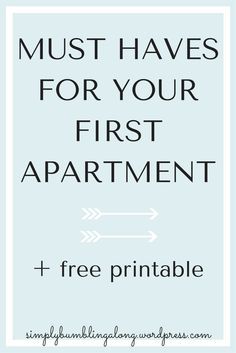 the words must haves for your first apartment and free printable