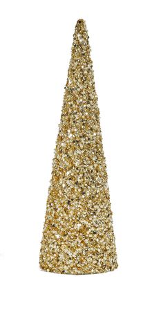 a gold glitter christmas tree on a white background