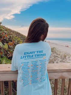 Enjoy the Little Things Tee - Alex Blom Creates Happy Doodles, Tee Shirt Outfit, Sunkissed Skin, The Little Things In Life, Little Things In Life, Enjoy The Little Things, Floral Pocket, Crashing Waves, Embroidered Tee