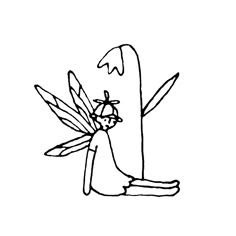 a drawing of a fairy sitting on the ground