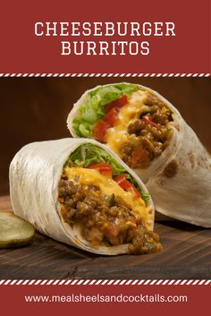 two burritos with cheese, meat and lettuce on them