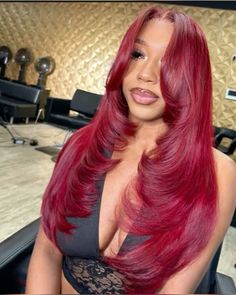 Red Weave Hairstyles, Frontal Wig Hairstyles, Red Wig, Birthday Hairstyles, Frontal Hairstyles, Have Inspiration, Red Wigs, Dope Hairstyles