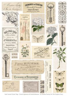 Junk Journal Pockets: Printables | Create beautiful junk journal pockets with these printable templates. Perfect for storing ephemera, photos, and Vintage Aesthetic Stickers Printables, Junk Journal Pockets, Journal Pockets, Scrapbook Printables Free, Vintage Paper Printable, Vintage Scrapbook Paper, Scrapbook Printing, Diy Journal Books, Scrapbook Book