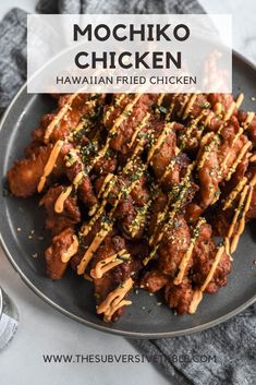 Mochiko chicken with drizzles of spicy Mayo and sprinkling of furikake Hawaiian Mochiko Chicken, Hawaiian Comfort Food, Mochiko Chicken Recipe Hawaii Air Fryer, Hawaiian Bros Molokai Chicken, Hawian Recipes Food, Spicy Hawaiian Chicken, Polynesian Chicken Recipes, Hawaiin Food Recipe, Hawaiian Dishes Traditional