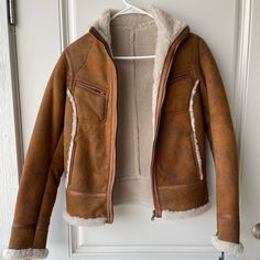 New With Tags. Fits Xs To Xxs. Originally Purchased For $1,225. Cream Shearling Outerwear For Fall, Cream Shearling Outerwear With Faux Fur Lining, Cream Shearling Long Sleeve Outerwear, Casual Cream Biker Jacket For Winter, Tan Suede Jacket, Jacket Sherpa, Wilsons Leather Jacket, Sherpa Coat, Orange Jacket