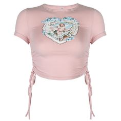 Material: CottonMaterial: SpandexItem Type: TopsTops Type: TeesSleeve Length(cm): ShortSleeve Style: RegularFabric Type: KnittedPattern Type: PrintModel Number: STT2815W0EGender: WOMENClothing Length: ShortDecoration: NoneStyle: StreetwearAge: Ages 18-35 Years OldCollar: O-NeckStyle: Fashion,Sexy,Elegant,Korean Fashion StyleSeason: Spring,Summer,Autumn,Winter 2020 Pink Fitted Y2k T-shirt, Fitted Pink Y2k T-shirt, Pink Fitted Trendy T-shirt, Trendy Crew Neck Top With Drawstring, Pink Stretch T-shirt For Spring, Pink Fitted Crew Neck Crop Top, Pink Y2k Short Sleeve Tops, Y2k Pink Short Sleeve Tops, Pink Short Sleeve Y2k Tops