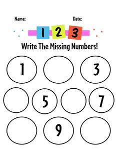 the missing numbers worksheet for kids to learn how to write and sub it