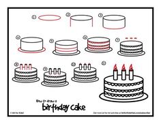 how to draw a birthday cake step by step